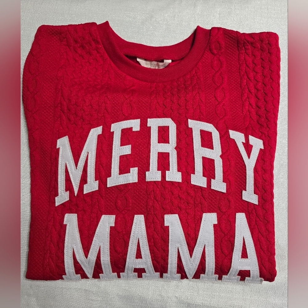 Simply Southern Red "Merry Mama" Sweater Sweatshirt - Picture 8 of 12